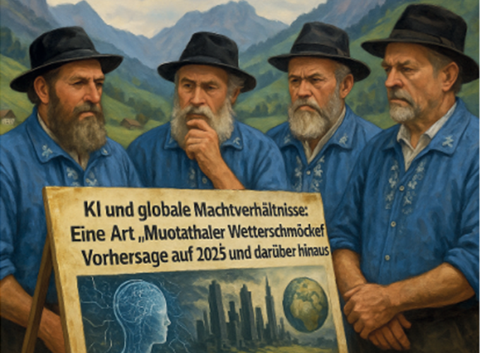 Muotataler Wetterschmöcker über das globale Weltgeschehen mit KI - AI-generiertes Bild.