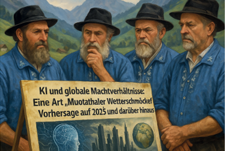 Muotataler Wetterschmöcker über das globale Weltgeschehen mit KI - AI-generiertes Bild.