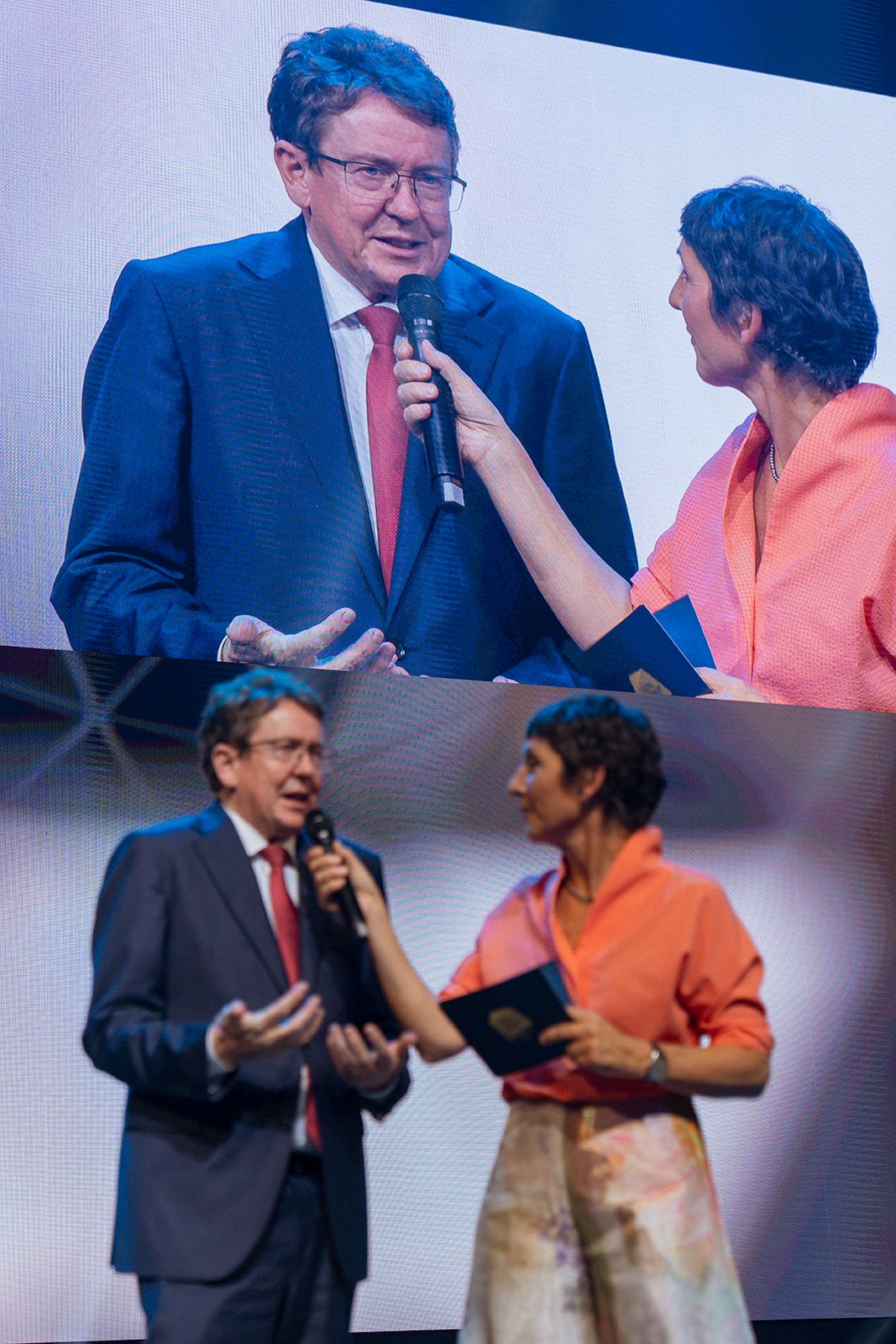 Moderatorin Monika Schärer und Bundesrat Albert Rösti, UVEK