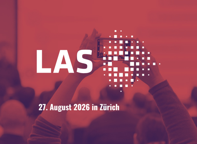Text auf Bild mit Rotfilter LAS Konferenz 2026, 27. August in Zürich